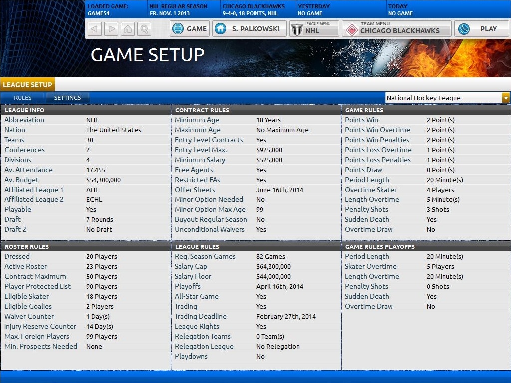 Game Configuration Screen
