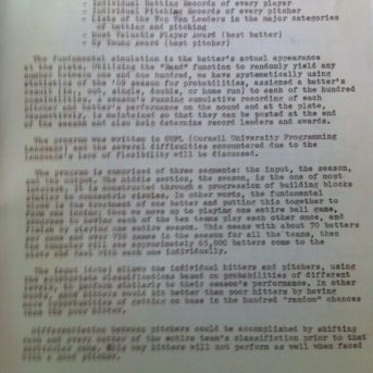 Computer Baseball Game Simulation