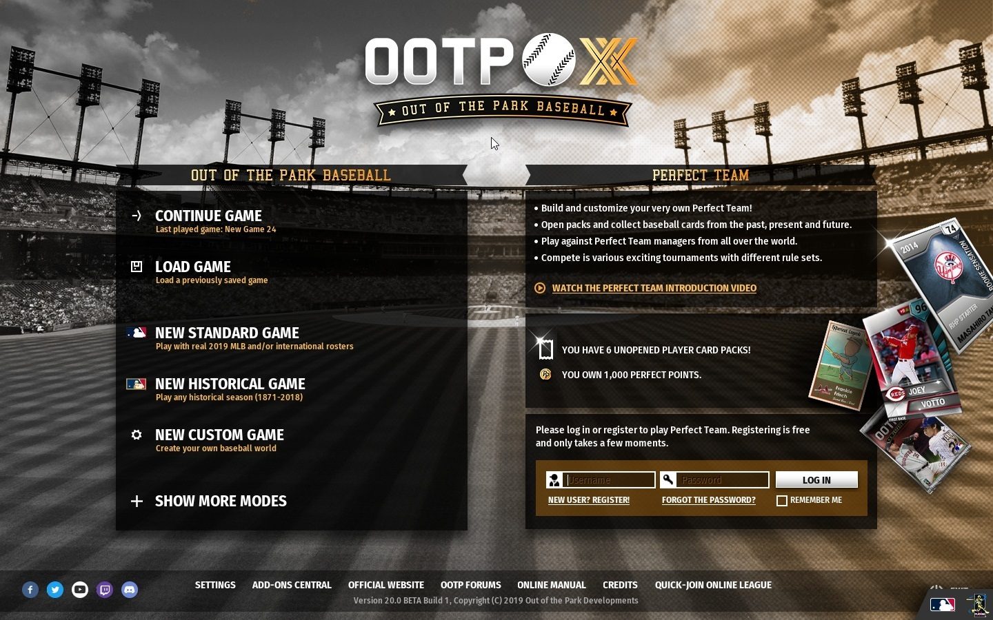 2019 ootp baseball release date