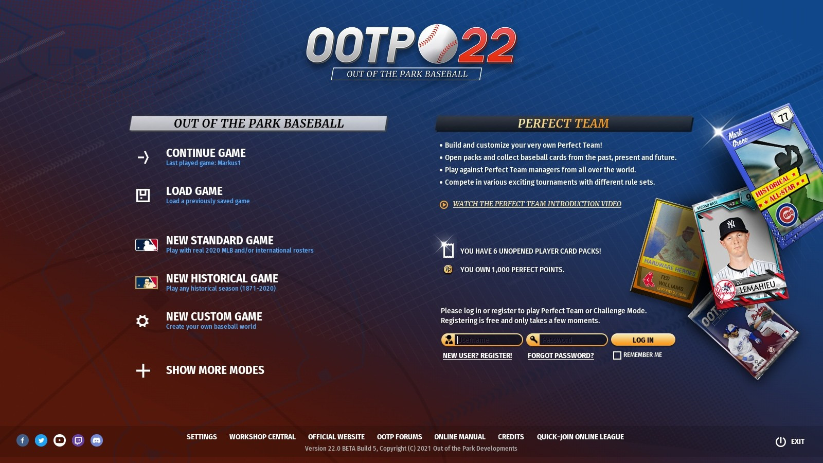 Out of the Park Baseball OOTP 22 (PC, Mac, Linux)